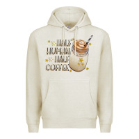 Oatmeal Heather Half Human Half Coffee Premium Hoodie - CowhideDigitalArt