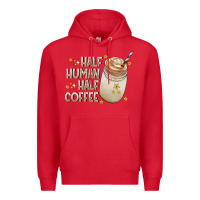 Red Half Human Half Coffee Premium Hoodie - CowhideDigitalArt