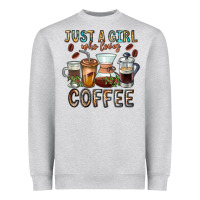 Heather Grey Just A Girl Who Loves Coffee Heavyweight Sweatshirt - CowhideDigitalArt