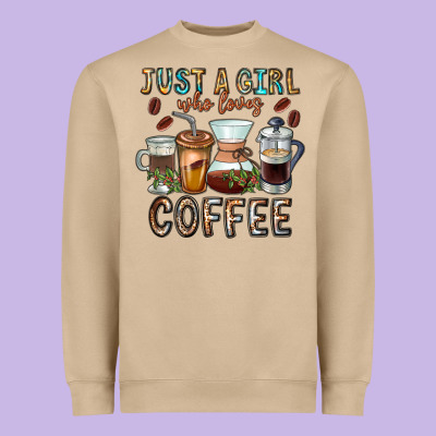 Just A Girl Who Loves Coffee Heavyweight Sweatshirt Designed By Cowhidedigitalart