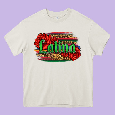 Latina With Serape And Roses Heavy Core Tee Designed By Jasminsmagicworld
