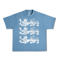 Pebble Blue Retro Three England Lions Vintage Souvenir Urban Heavy Tee - trangStudio