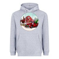 Heather Grey Christmas farm Christmas Heavyweight Hoodie - BarkalooDesign