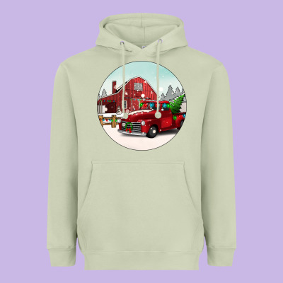 Christmas Farm Christmas Heavyweight Hoodie Designed By Barkaloodesign