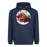 Navy Christmas farm Christmas Heavyweight Hoodie - BarkalooDesign