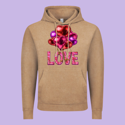 Love Heart Balloons Valentine's Day Vintage Hoodie Designed By Howdyjamesfarm