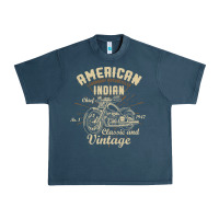 Midnight Navy Retro Vintage American Motorcycle Indian for Old Biker Urban Heavy Tee - trangStudio