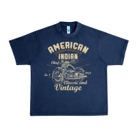 Navy Retro Vintage American Motorcycle Indian for Old Biker Urban Heavy Tee - trangStudio