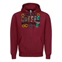 Burgundy i pretend coffee Zipper Hoodie - RacoonDesign