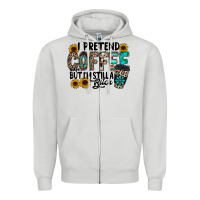 Dove Grey i pretend coffee Zipper Hoodie - RacoonDesign