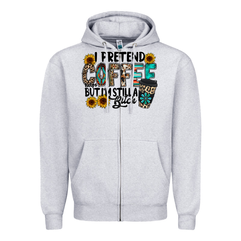 I Pretend Coffee Zipper Hoodie by RacoonDesign | Teevron
