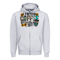 Heather Grey i pretend coffee Zipper Hoodie - RacoonDesign