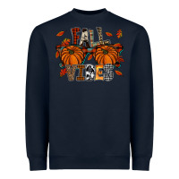 Navy autumn style with pumpkins Heavyweight Sweatshirt - CowhideDigitalArt
