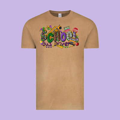 School Bus Driver Mardi Gras Vintage Tee Designed By Cowgirlartshop