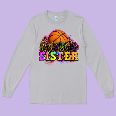 Basketball Sister Long Sleeve Tee Designed By Oliviacreatesart