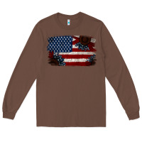 Chestnut Distressed Sunflower American Flag Long Sleeve Tee - Jasminsmagicworld
