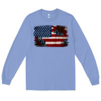 Colony Blue Distressed Sunflower American Flag Long Sleeve Tee - Jasminsmagicworld