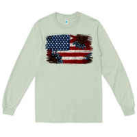 Matcha Distressed Sunflower American Flag Long Sleeve Tee - Jasminsmagicworld