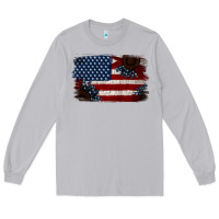 Moon Dust Distressed Sunflower American Flag Long Sleeve Tee - Jasminsmagicworld