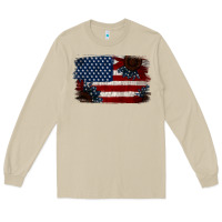 Mushroom Distressed Sunflower American Flag Long Sleeve Tee - Jasminsmagicworld