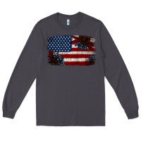 Smoke Distressed Sunflower American Flag Long Sleeve Tee - Jasminsmagicworld