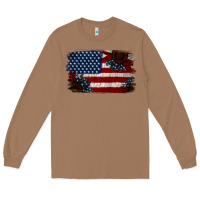 Toasted Coconut Distressed Sunflower American Flag Long Sleeve Tee - Jasminsmagicworld