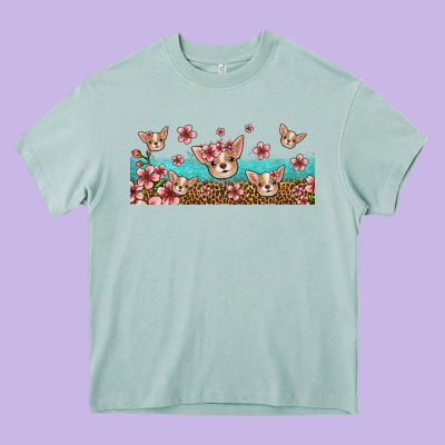 Floral Chihuahua Dogs Heavy Core Tee Designed By Jasminsmagicworld