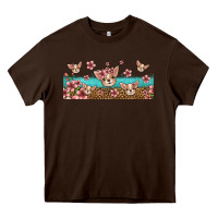 Chocolate Brown floral chihuahua dogs Heavy Core Tee - Jasminsmagicworld