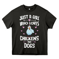 Asphalt Just A Girl Who Loves Chickens And Dogs Gift Women Heavy Core Tee - trangStudio