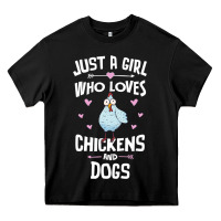 Just A Girl Who Loves Chickens And Dogs Gift Women Heavy Core Tee | Teevron
