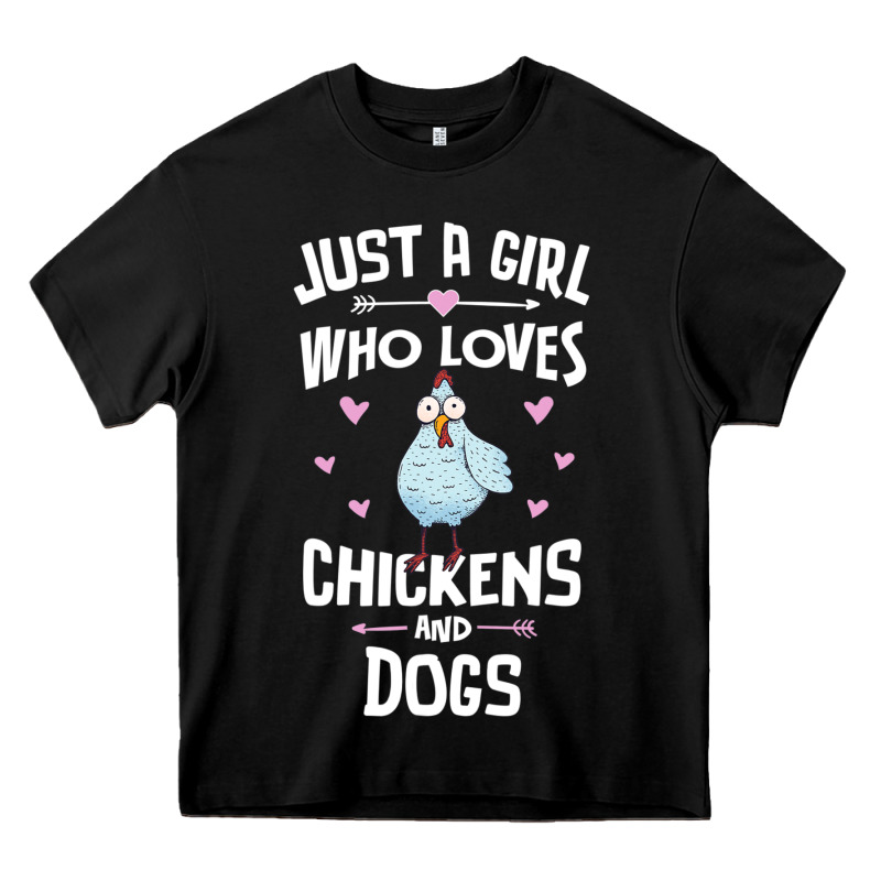 Just A Girl Who Loves Chickens And Dogs Gift Women Heavy Core Tee by trangStudio | Teevron
