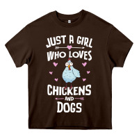 Chocolate Brown Just A Girl Who Loves Chickens And Dogs Gift Women Heavy Core Tee - trangStudio