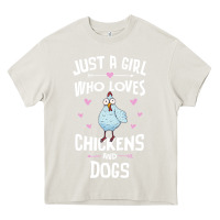 Cream Just A Girl Who Loves Chickens And Dogs Gift Women Heavy Core Tee - trangStudio