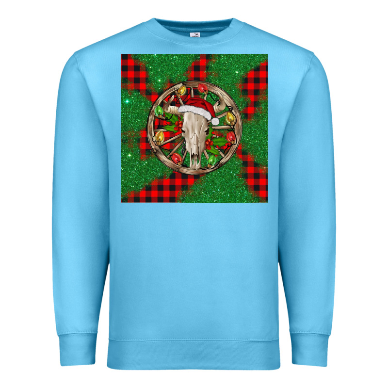 Christmas Bull Skull Premium Sweatshirt by BarkalooDesign | Teevron