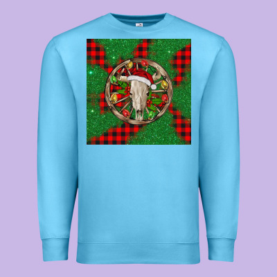 Christmas Bull Skull Premium Sweatshirt Designed By Barkaloodesign