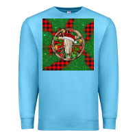 Ocean Blue Christmas bull skull Premium Sweatshirt - BarkalooDesign