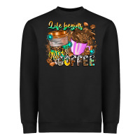 Black Life Begins After Coffee Heavyweight Sweatshirt - CowhideDigitalArt