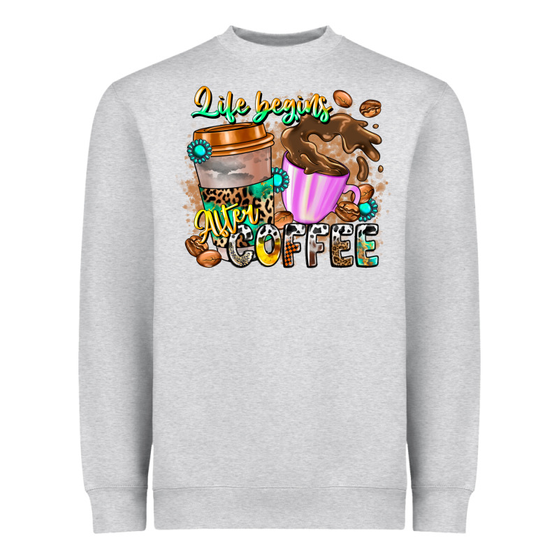 Life Begins After Coffee Heavyweight Sweatshirt by CowhideDigitalArt | Teevron
