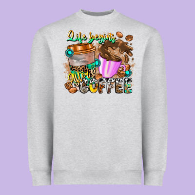 Life Begins After Coffee Heavyweight Sweatshirt Designed By Cowhidedigitalart