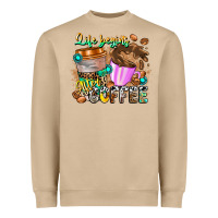 Mushroom Life Begins After Coffee Heavyweight Sweatshirt - CowhideDigitalArt