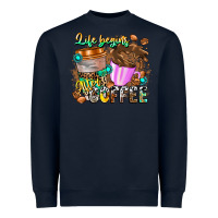 Navy Life Begins After Coffee Heavyweight Sweatshirt - CowhideDigitalArt