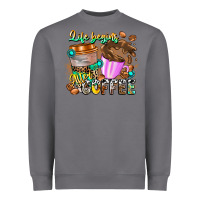 Storm Life Begins After Coffee Heavyweight Sweatshirt - CowhideDigitalArt
