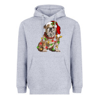 Heather Grey Christmas english bulldog Heavyweight Hoodie - BarkalooDesign