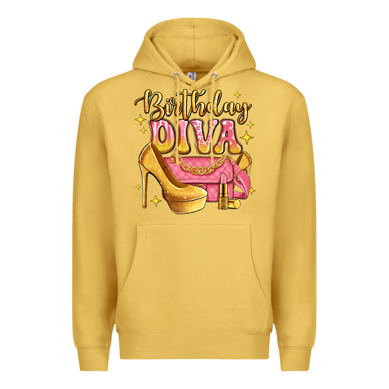 Birthday Diva Pink And Gold Glitter Premium Hoodie by LillyAllenDesigns | Teevron