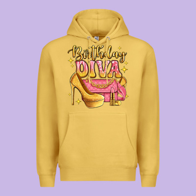 Birthday Diva Pink And Gold Glitter Premium Hoodie Designed By Lillyallendesigns