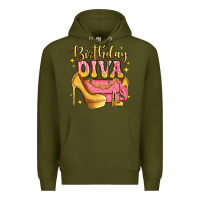 Army Green birthday diva pink and gold glitter Premium Hoodie - LillyAllenDesigns