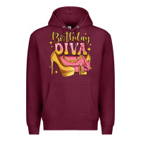 Burgundy birthday diva pink and gold glitter Premium Hoodie - LillyAllenDesigns
