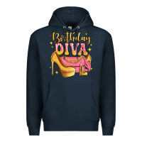 Navy birthday diva pink and gold glitter Premium Hoodie - LillyAllenDesigns
