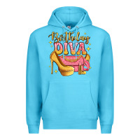 Ocean Blue birthday diva pink and gold glitter Premium Hoodie - LillyAllenDesigns