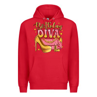 Red birthday diva pink and gold glitter Premium Hoodie - LillyAllenDesigns
